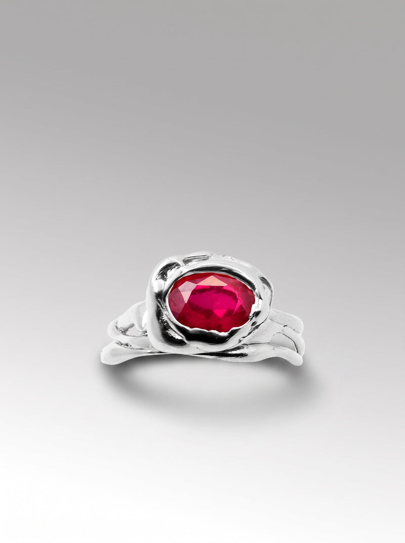 Tulipan ring – Silver / Ruby