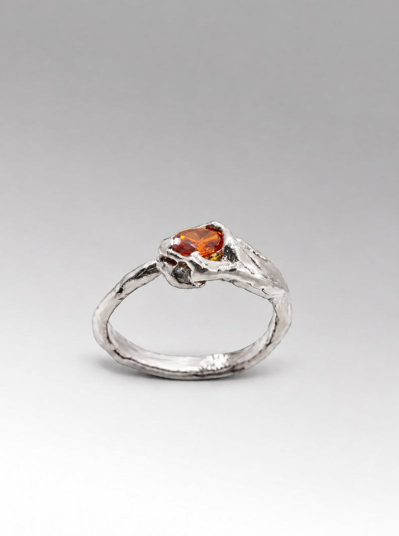 Clavel ring – Silver / Orange