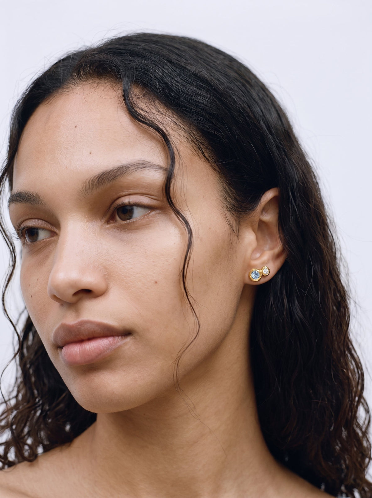 Mellizos earrings – Gold Plated / Aquamarine