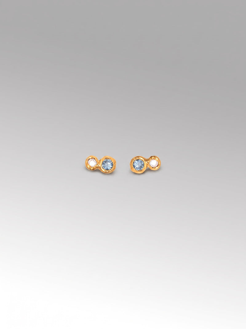Mellizos earrings – Gold Plated / Aquamarine