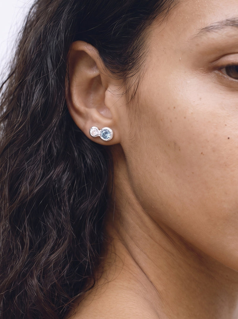 Mellizos earrings – Silver / Aquamarine