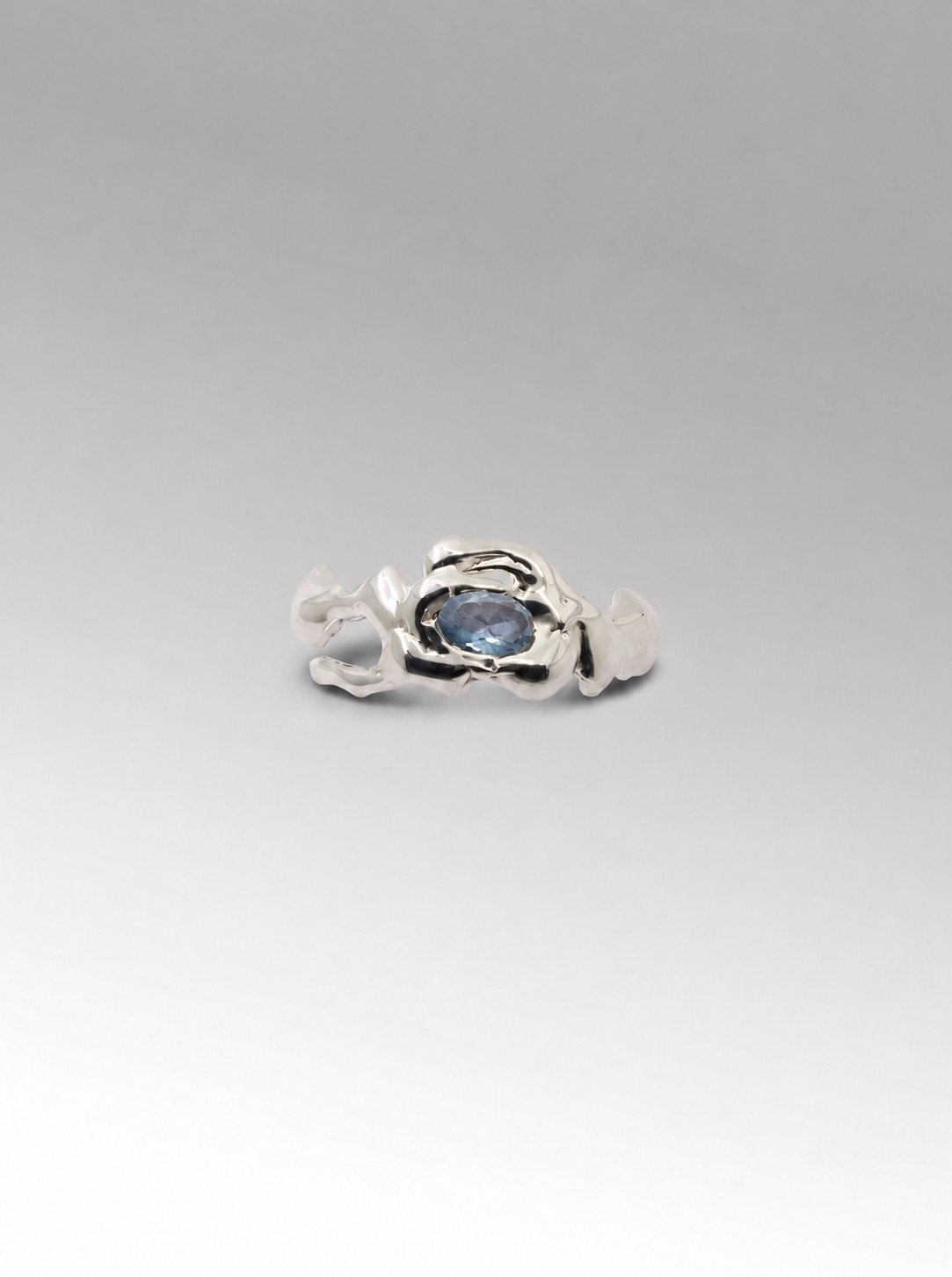 Orquídea ring – Silver / Aquamarine