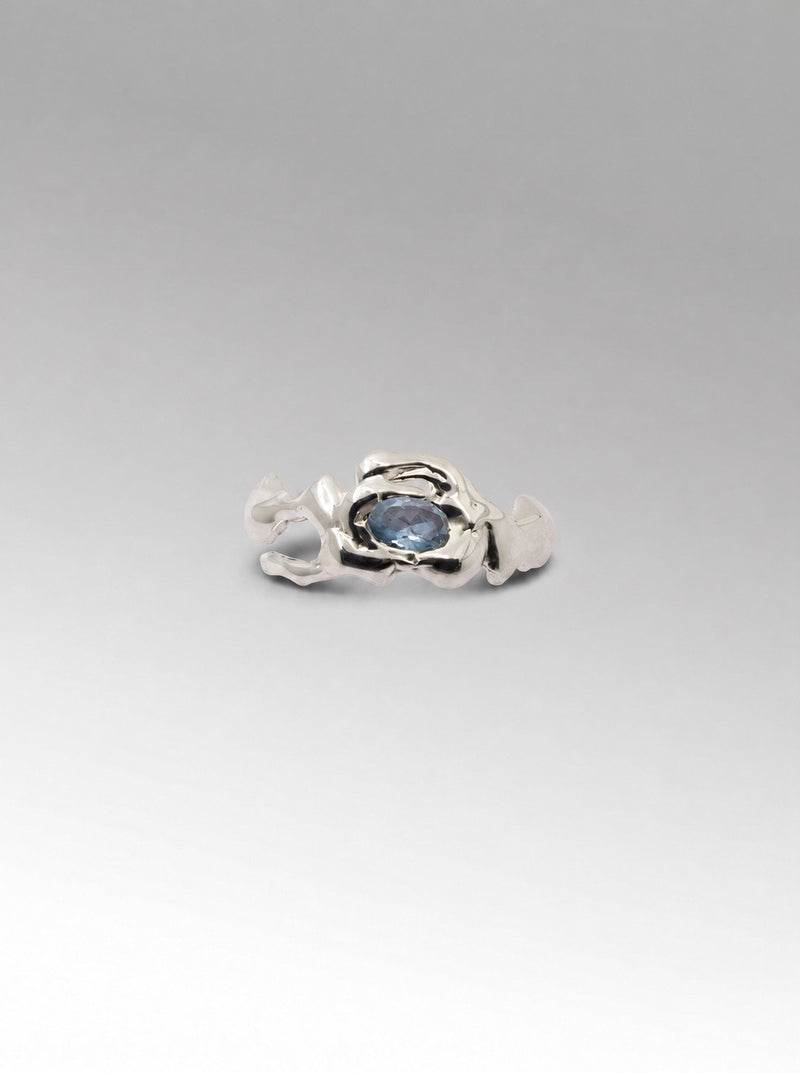 Orquídea ring – Silver / Aquamarine