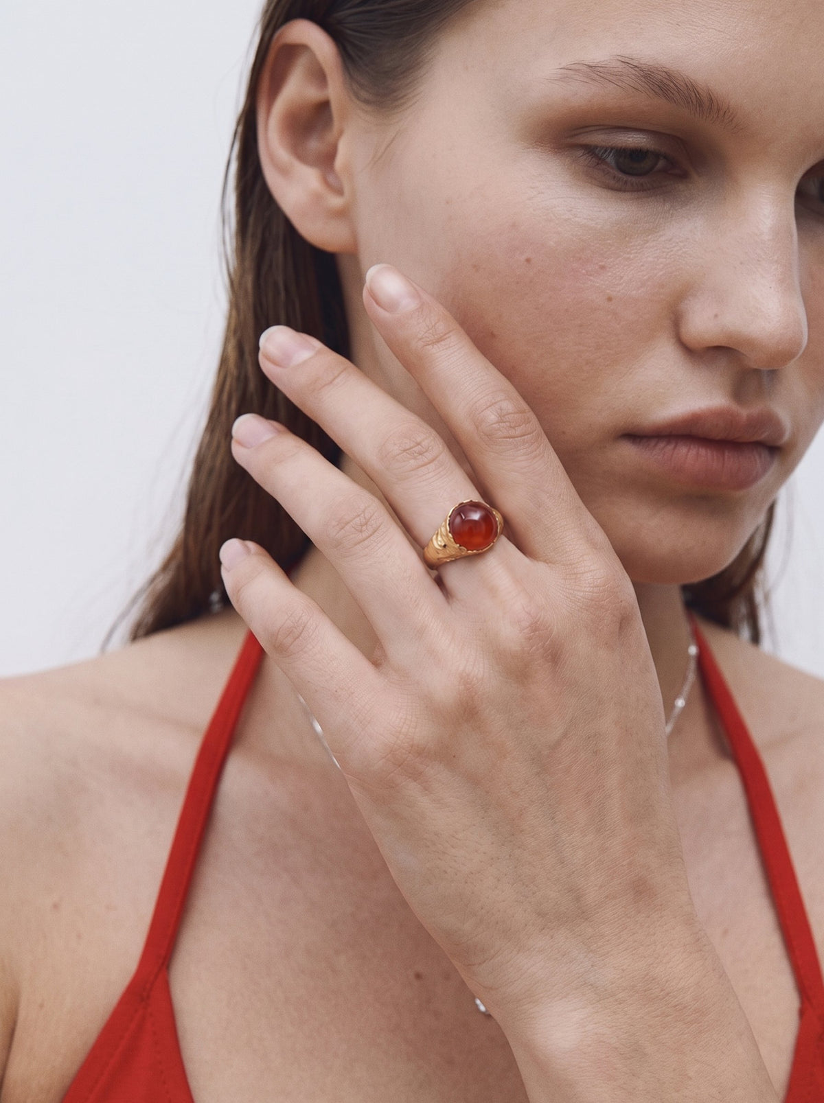 Planeta Ring – Gold Plated / Carnelian (Red Agate)