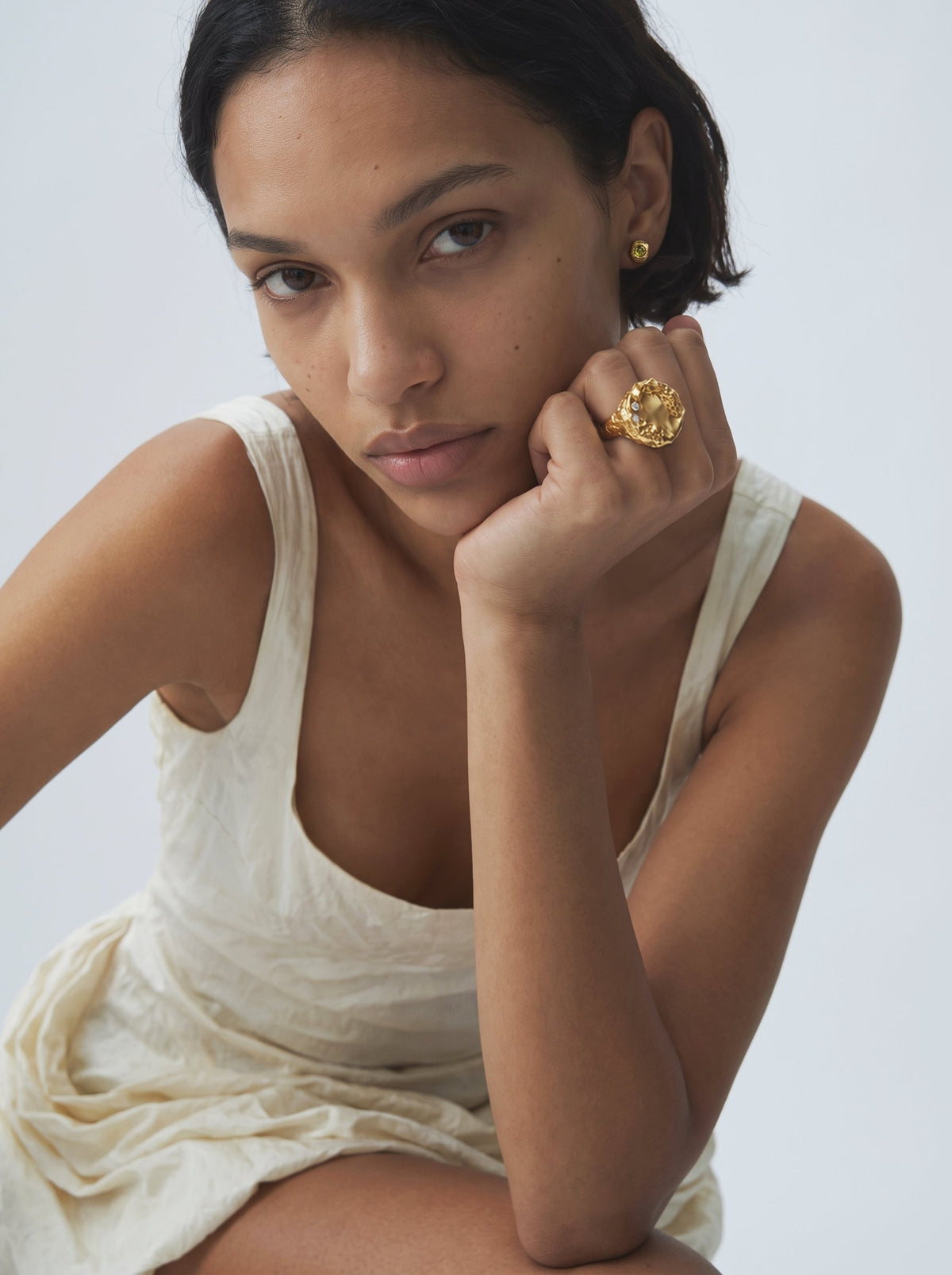 Semillas earrings – Gold Plated / Peridot