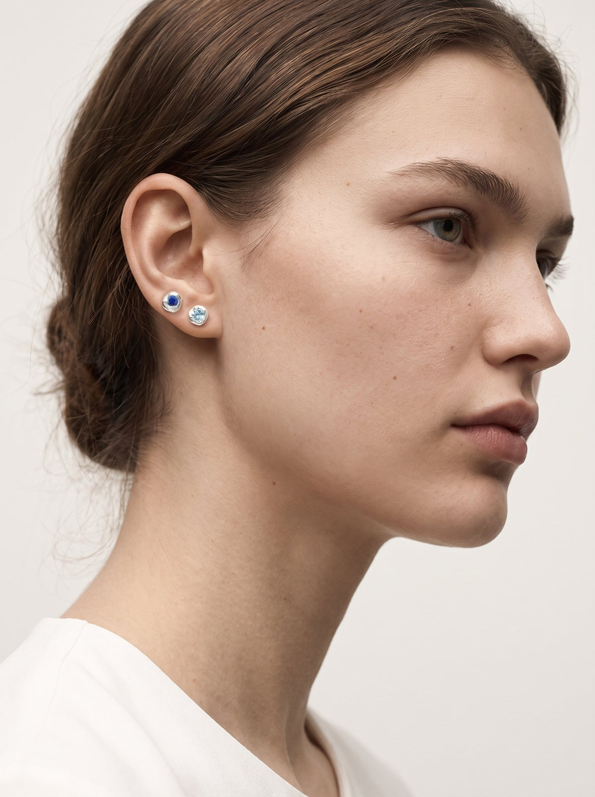 Semillas earrings – Silver / Sapphire / Aquamarine