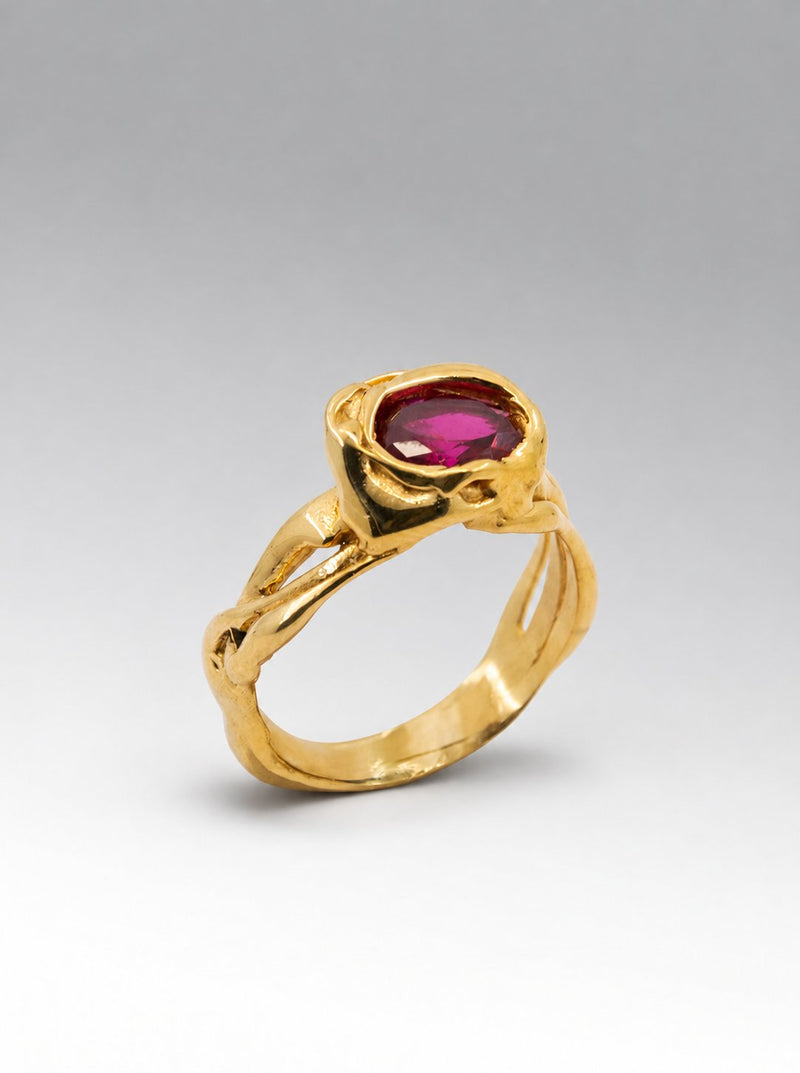 Tulipan ring – Gold Plated / Ruby